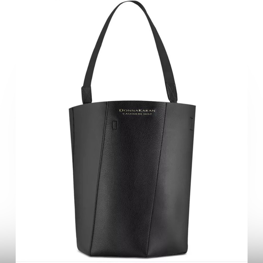 NWT Donna Karan Black Geometric Leather Tote